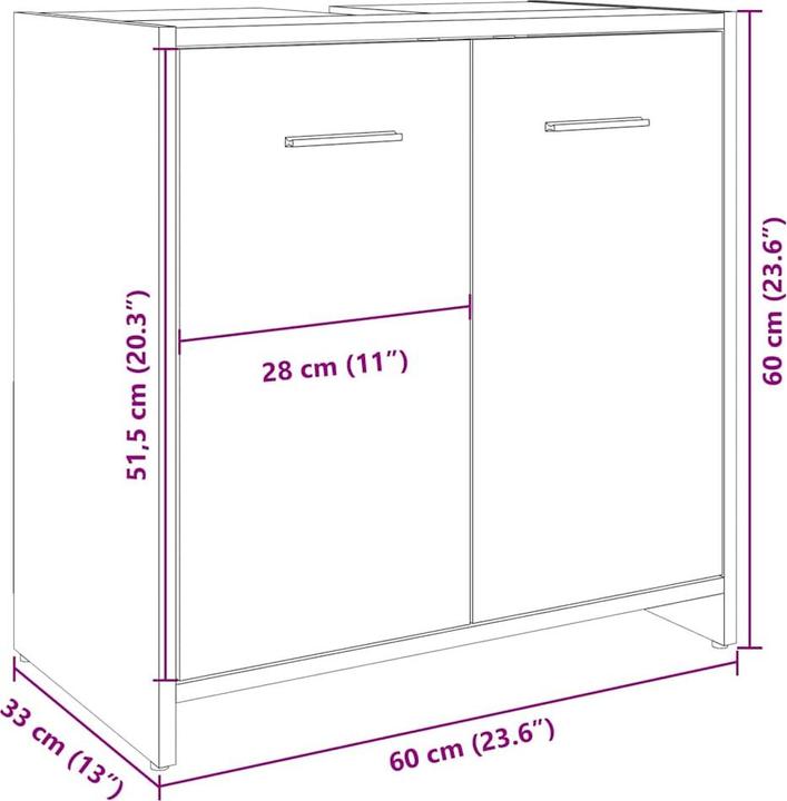 Produktbild VidaXL Waschbeckenunterschrank (60 x 33 x 60 cm)