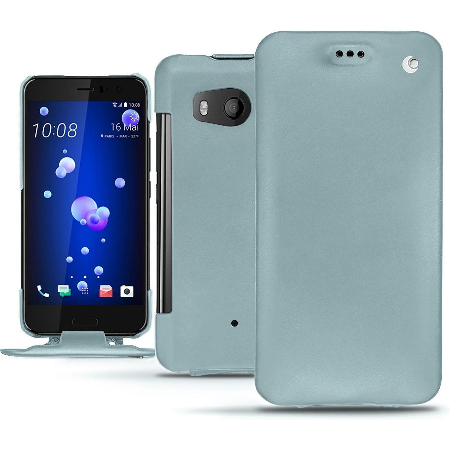 Noreve Lederschutzhülle vertikal (HTC U11), Smartphone Hülle, Blau