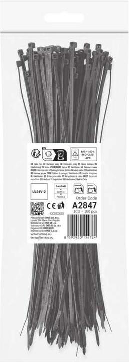 Actual product image Emos Cable tie 300×3,5, black, 100 pcs (300 mm, 100 pcs.)