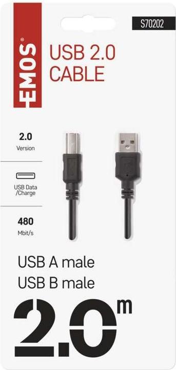 Immagine prodotto Emos Cavo USB 2.0 spina A - spina B 2m (2 m, USB 2.0)