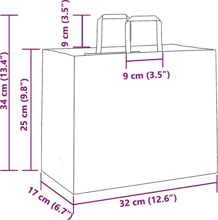 Immagine prodotto VidaXL Sacchetti di carta kraft 50 pezzi con manico bianchi 32x17x25 cm (Borsa da regalo, 50 x)