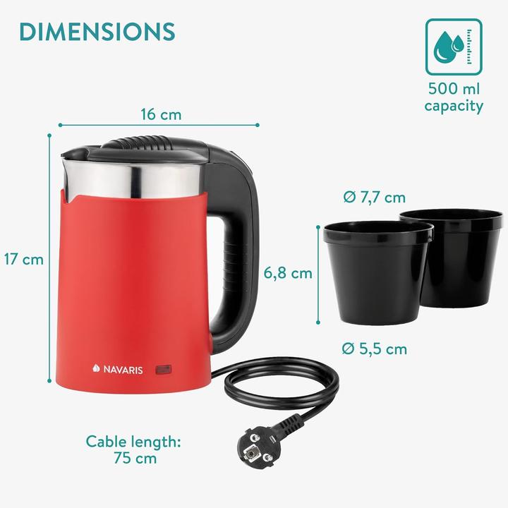 Actual product image Navaris Reisewasserkocher mit Trinkbechern (0.50 l)