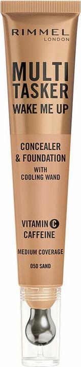 Rimmel London Multi-Tasker Wake Me Up Foundation & Concealer 050 Sand Aufhellung dunkler Augenringe Metallic Cool (50 - Sand)