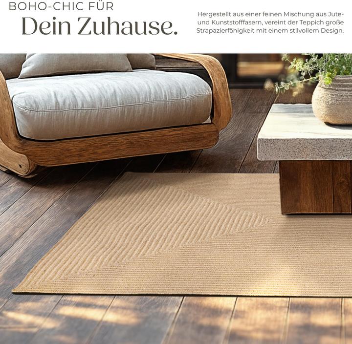 Produktbild tectake Geflochtener Teppich (170 x 120 x 0.5 cm)