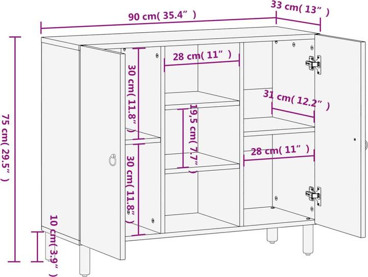 Image du produit vidaXL Armoire d'appoint (90 x 33 x 75 cm)