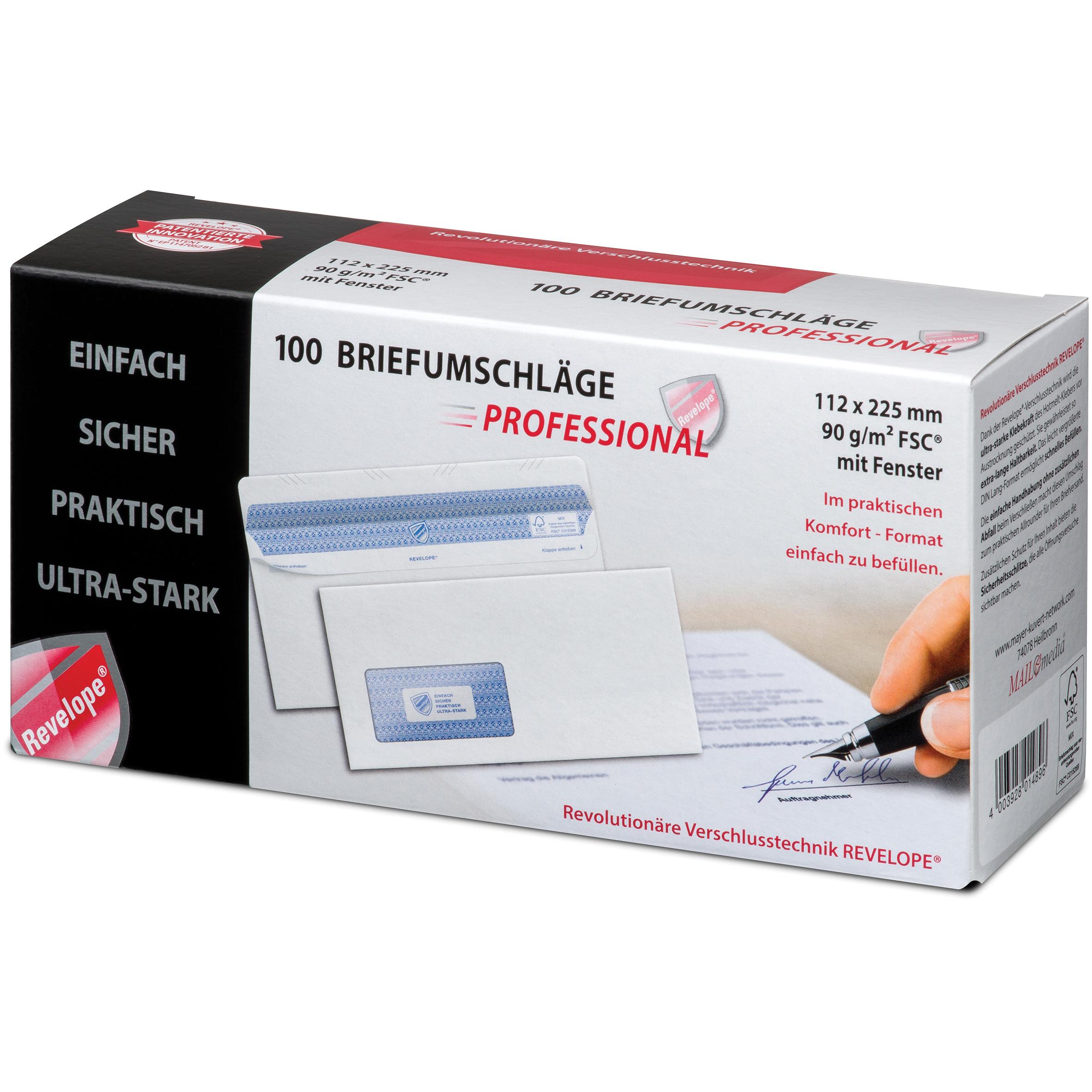 Thumbnail - Magni, Briefumschlag, PROFESSIONAL 30051785 MAILmedia Briefumschlag REVELOPE, 112 x 225 mm, mit Fenster (100 x)