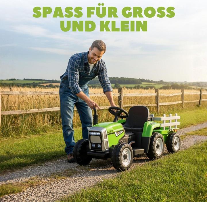 Actual product image Hermex Elektro-Traktor für Kinder Elektroauto mit Anhänger Kinderfahrzeug (12 V)