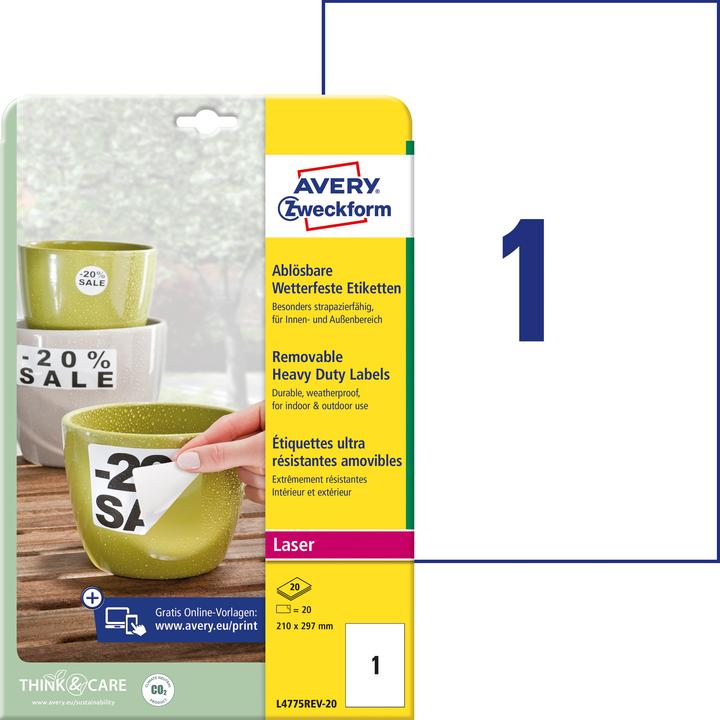 Avery Wetterfeste Etiketten, ablösbar