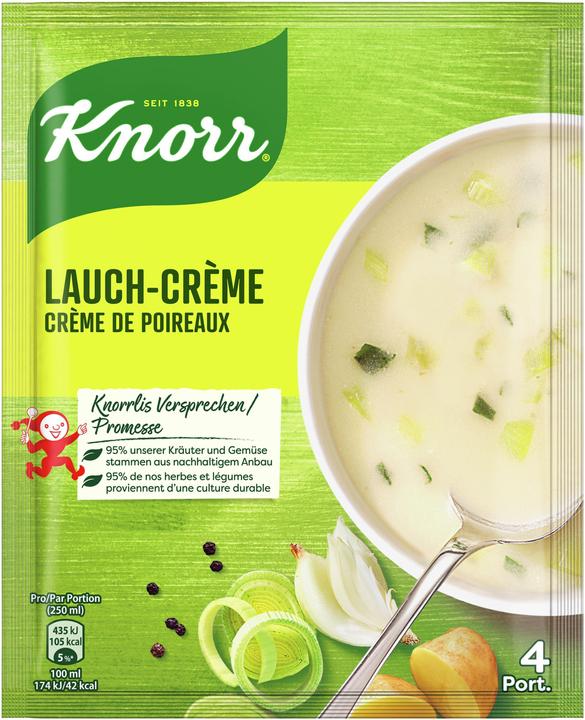 Actual product image Knorr Leek cream soup bag, creamy soup with fine pieces of leek