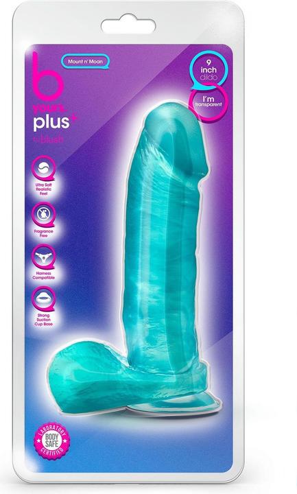 Actual product image Blush Novelties B Yours Plus - Realistic Clear Dildo 9 Inch Long 2 Inch Thick Dildo with Suction Cup