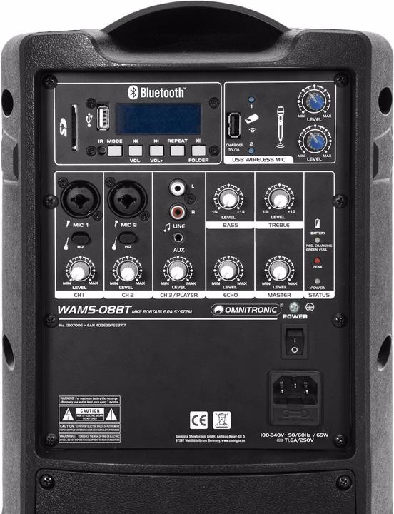 Actual product image Omnitronic WAMS-08BT MK2 (Active, 1x 40 W)