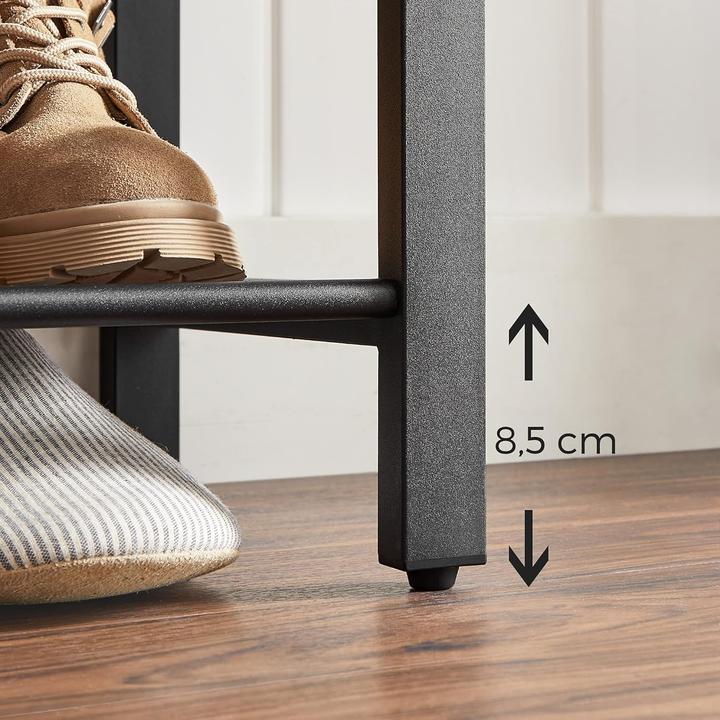 Actual product image Songmics Schuhregal 3 Gitter-Ablagen Metall Industrie Design Vintagebraun Schwarz (100 x 30 x 72 cm)