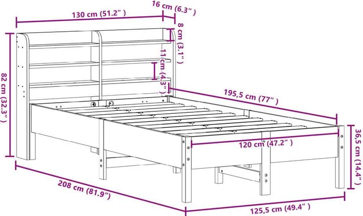 Image du produit vidaXL Bettgestell (120 x 190 cm)