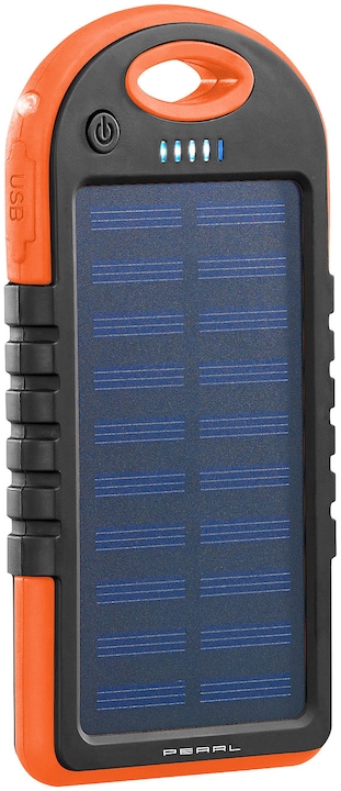 Image du produit Pearl Banque d'énergie solaire avec lampe de poche (3000 mAh, 5 W, 11.10 Wh)
