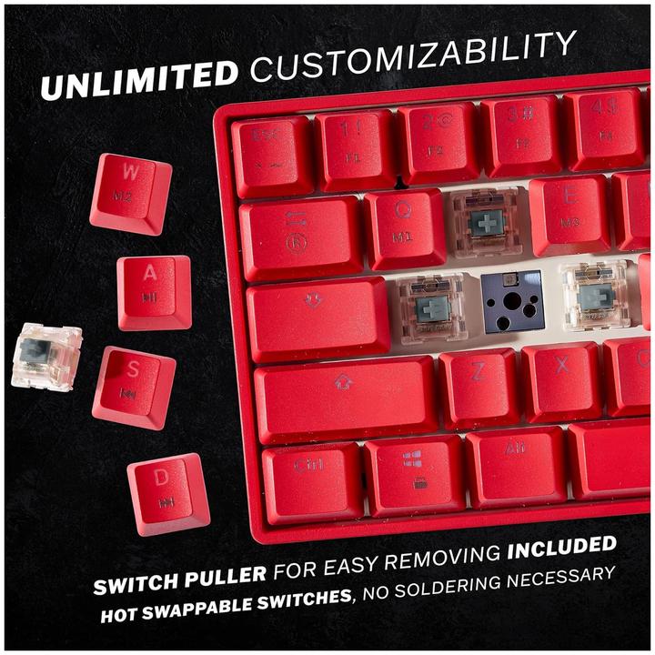 Image du produit HK Gaming Πληκτρολόγιο GK61 RGB Κόκκινο με Gateron Mechanical Black Διακόπτες (mini 60% US Layout) (US)