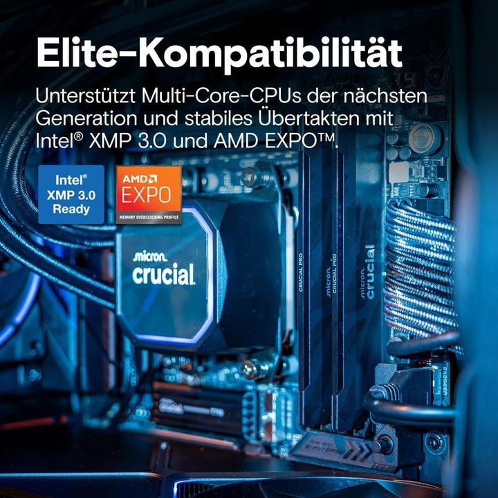 Image du produit Crucial Pro DDR5-6400 Kit 32GB 2x16GB UDIMM CL32 B Overclocking (2 x 16GB, 6400 MHz, RAM DDR5, U-DIMM)