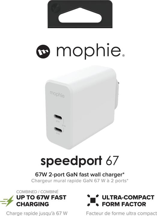 Image du produit mophie 409909306, Intérieure, Secteur, Blanc (67 W, 2 ports)