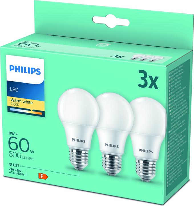 Actual product image Philips LED (E27, 8 W, 806 lm, 3 x, F)