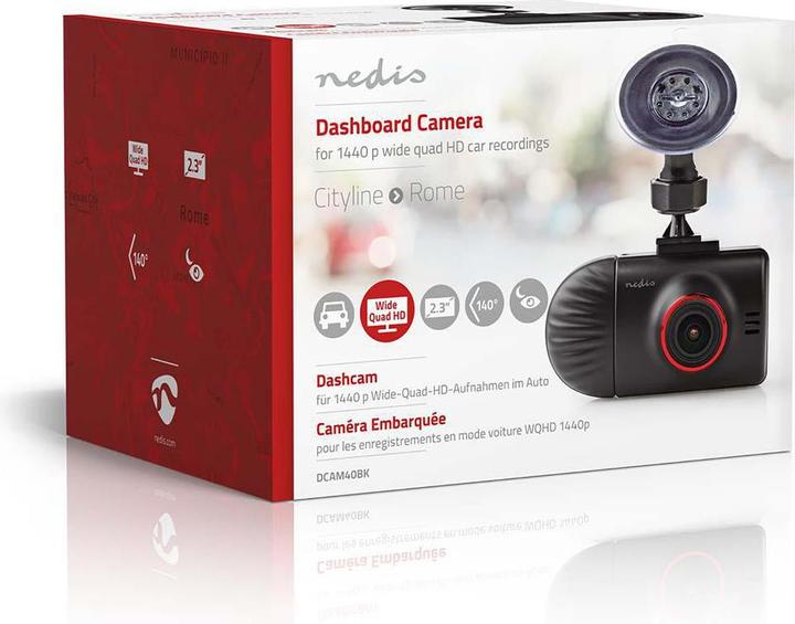 Produktbild Nedis Cityline Rome, Dual Dashcam 1440p, 2.3" (Eingebaute Anzeige, Eingebautes Display, Bluetooth, Nachtsicht, GPS-Empfänger, Beschleunigungssensor, Eingebautes Mikrofon, HD)