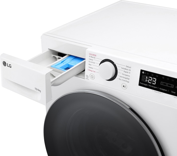 Image du produit LG D4R5010TSWSWS laveuse-sécheuse 10/6kg AI DD, R5 Series Class D, 1400 rpm, TurboWash 360, Steam, Eco