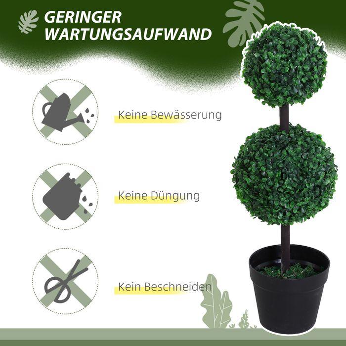 Produktbild Swisshandel24 künstliche Pflanzen 2er Set gross 67 cm Kunstpflanze mit 2 Kugel für Wohnzimmer (67 cm)