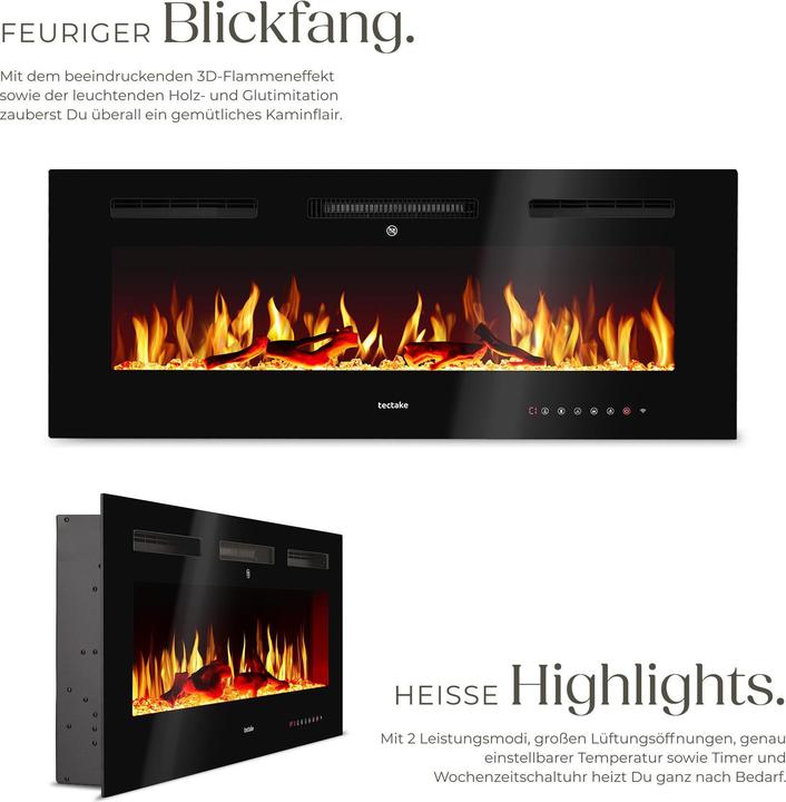 Image du produit tectake Cheminée murale électrique