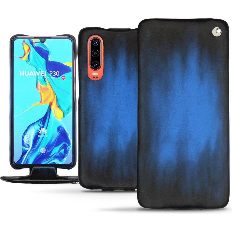 Noreve Lederschutzhülle vertikal (Huawei P30), Smartphone Hülle, Blau