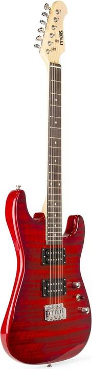 Actual product image Max Music Electric Guitar GigKit Quilted Style Red (Electric guitar, Basswood, Chrome, Linden, Maple, Maple, Tulipwood)