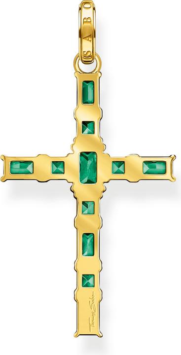 Produktbild Thomas Sabo Anhänger Kreuz grüne Steine gold (925er Silber)