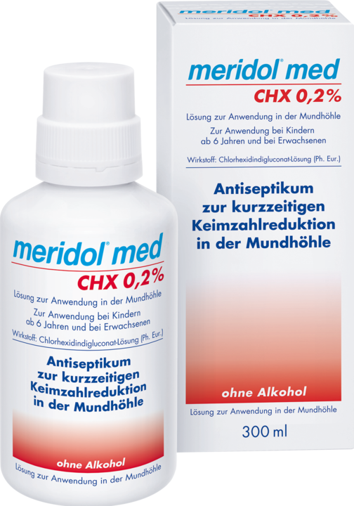 Meridol med CHX 0.2 % solution for application in the oral cavity, 300 ml solution (300 ml, Mouthwash)