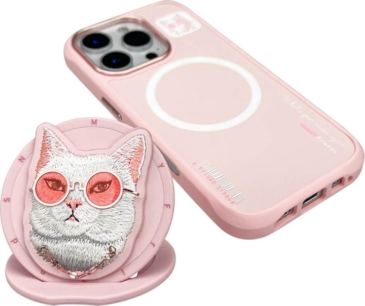 Produktbild Nimmy Glasses Cool Cat MagSafe case for iPhone 16 Pro Max pink (Apple iPhone 16 Pro Max)