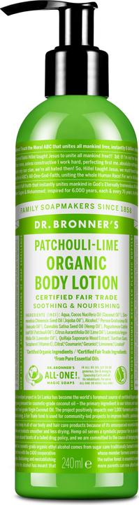 Actual product image Dr. Bronner's Organic Body Lotion Patchouli Lime 240 ml (Body lotion, 240 ml)