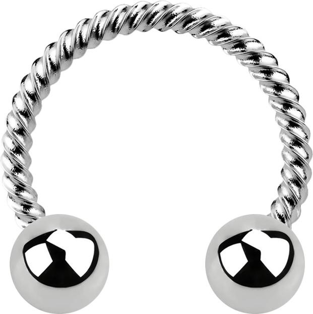 Produktbild Star Piercing Circular Barbell silber geflochten mit zwei Kugeln (ohne Messing, Chirurgenstahl 316L)