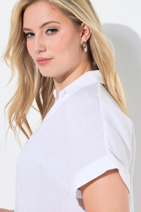 Actual product image Ulla Popken Button Accent Back Short Sleeve Blouse (44)