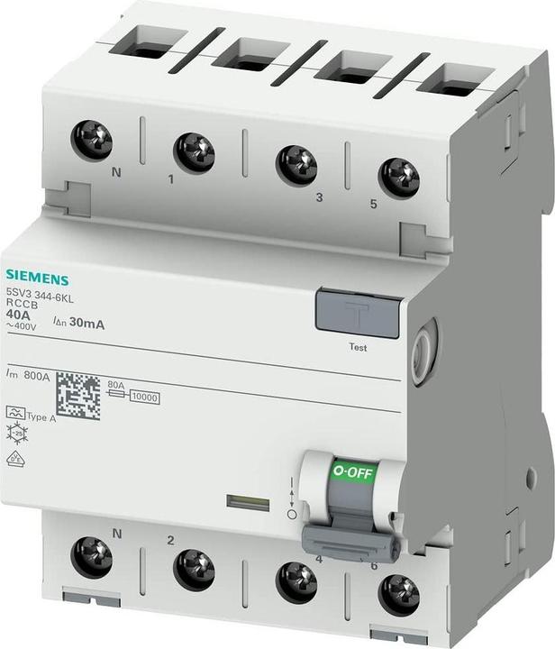 Image du produit Siemens RCCB Type A 40A 3+N-pôles 30mA 400V 4mW