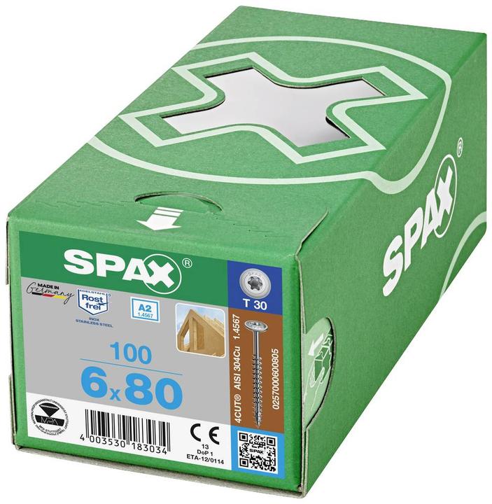 Produktbild Spax A2 Tellerkopf T-Star Plus T30 Vollgewinde (100 Schrauben pro Stück, 6 x 60 mm)
