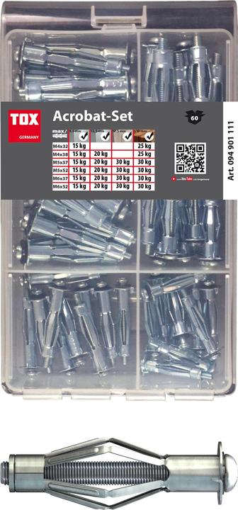 Actual product image Tox Metall-Hohlraumdübel-Sortiment Acrobat Set (60 pcs.)