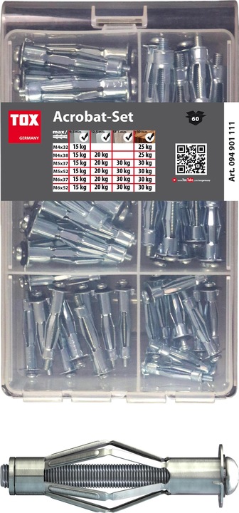 Immagine prodotto Tox Set per acrobati Metall-Hohlraumdübel-Sortiment Acrobat Set (60 pz.)