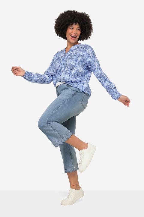 Image du produit Angel of Style Jean 7/8 coupe Flared Fit à 5 poches, avec broderie ajourée et perles fantaisie sur le rabat (42)