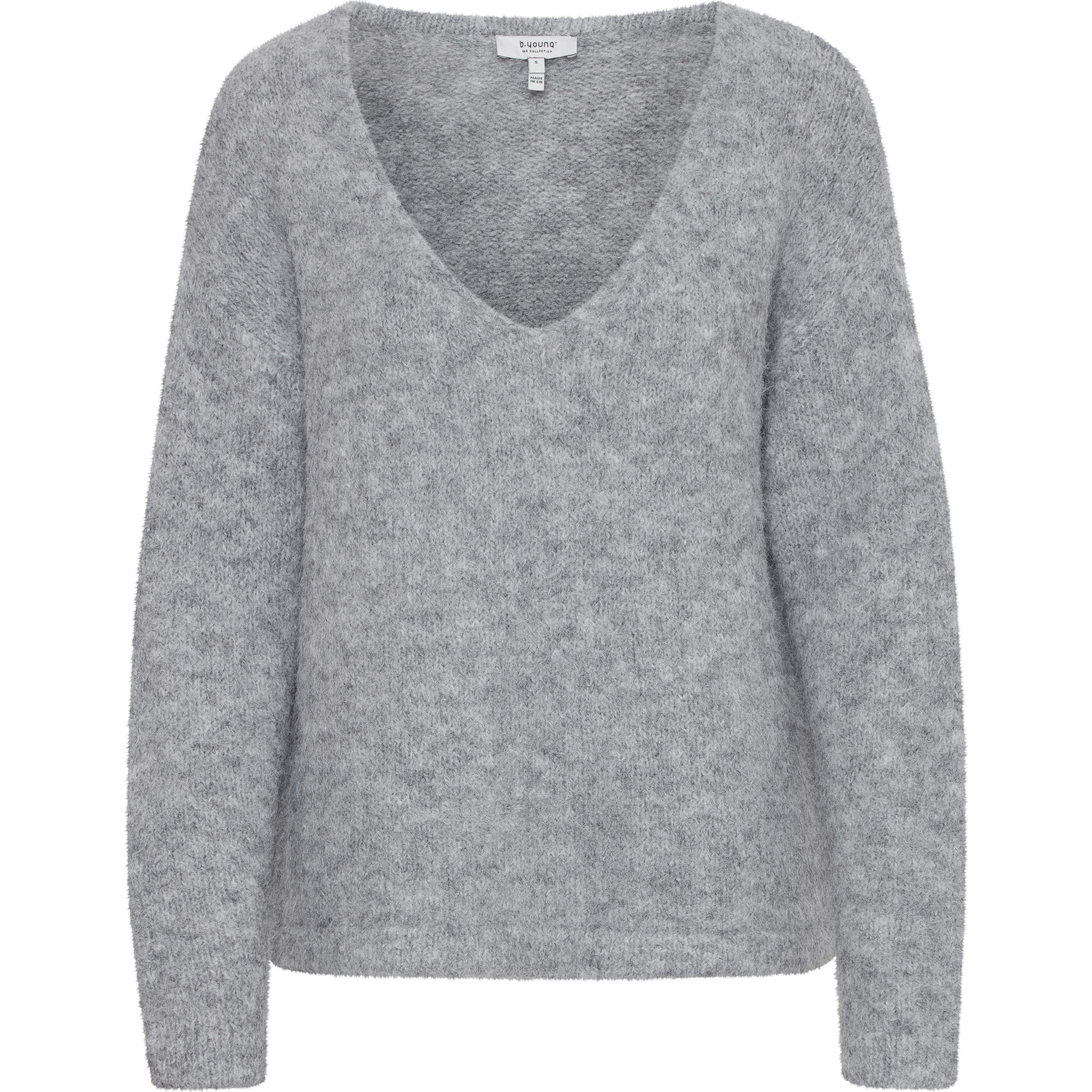B.young, Damen, Pullover, pullover it v-ausschnitt iller, Grau, (M)