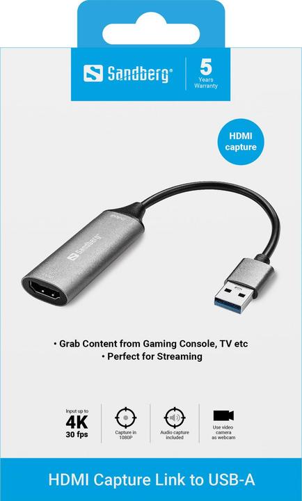Produktbild Sandberg HDMI Capture Link to USB (HDMI, 12 cm)