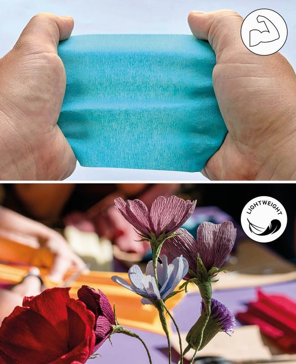 Actual product image I Am Creative Crepe paper set, paper set with elastic properties and an uneven, rough surface, colourful (32 g/m², 10x)