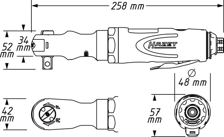 Actual product image HAZET Air ratchet 9022P-2 ∙ Square, solid 12.5 mm (1/2 inch) (1/2")