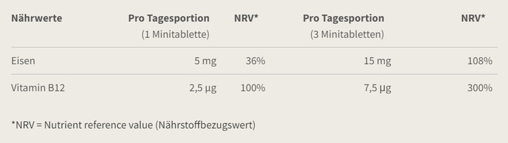 Nährwerte und Zutaten Burgerstein Eisen vegan (1 Stück, Tabletten, 115 g)
