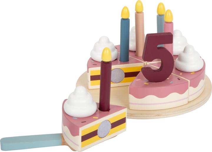 Actual product image small foot Slicable wooden birthday cake, 18 pieces.