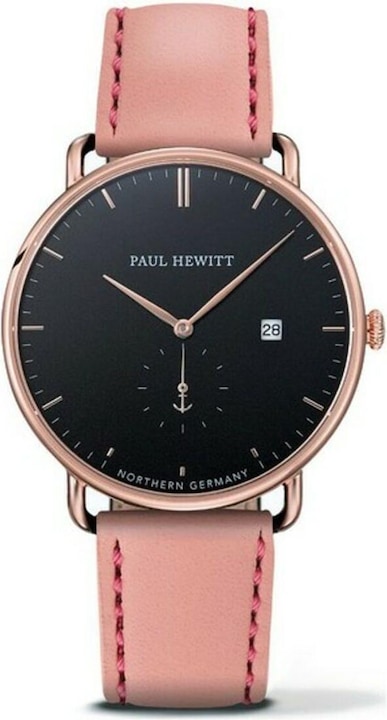 Immagine prodotto Paul Hewitt Linea Grand Atlantic Nero Mare Oro Rosa Pelle Aurora (Orologio da polso analogico, 42 mm)
