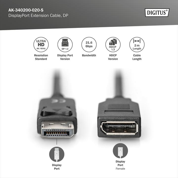 Actual product image Digitus DisplayPort — DisplayPort (2 m, DisplayPort, 1.2)