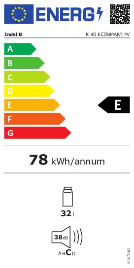 Energie-Label Indel B B Minibar Smart System K-40 PV ECOSMART (40 l)