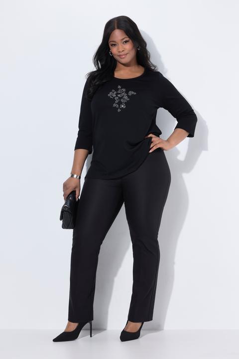 Image du produit Ulla Popken Pantalon droit Rose avec ceinture confortable et tissu stretch (42)