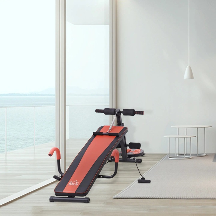 Produktbild Swisshandel24 Sit Up Bank Bauchtrainer Trainingsbank Fitnessbank Verstellbar Gepolstert mit Widerstand 120 kg Bela